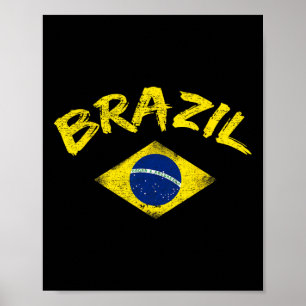 Brasil Brasilien Nationell Flagga Fotbollströja Fo Poster