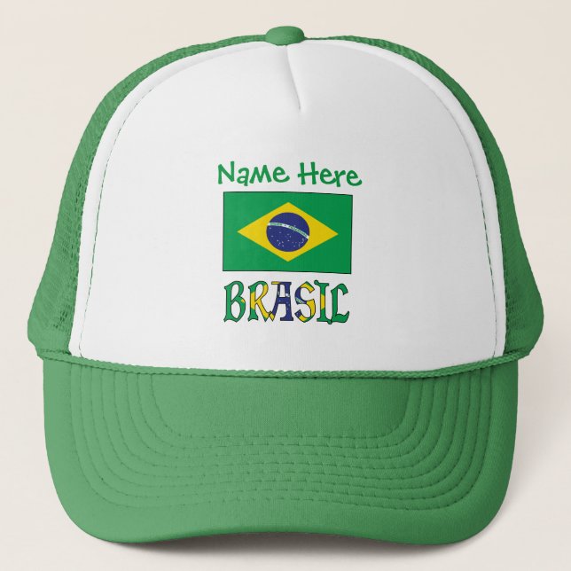 Brasil Brasiliens flagga Grön Personlig  Keps (Framsida)