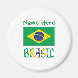 Brasil Brasiliens flagga Grön Personlig Magnet