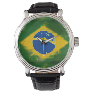 brasil/brazil land flagga armbandsur