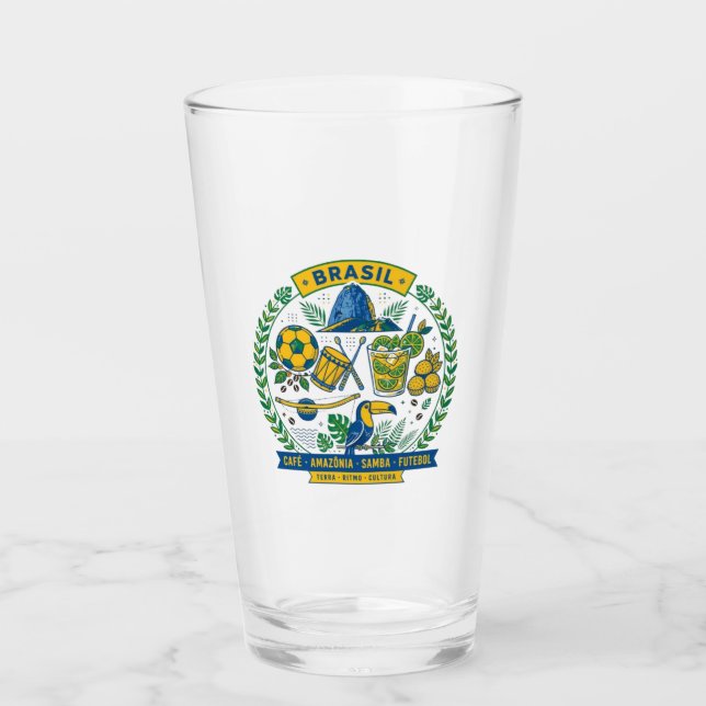 Brasil Culture Badge Cafe Samba Futebol Amazonia Glaskopp (Framsida)