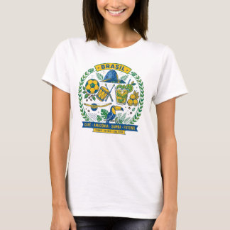 Brasil Culture Badge Cafe Samba Futebol Amazonia T Shirt