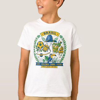 Brasil Culture Badge Cafe Samba Futebol Amazonia T Shirt