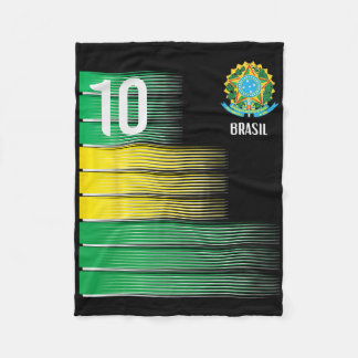 Brasil Flag Number 10 Brazil Soccer Men Women Boys Fleecefilt