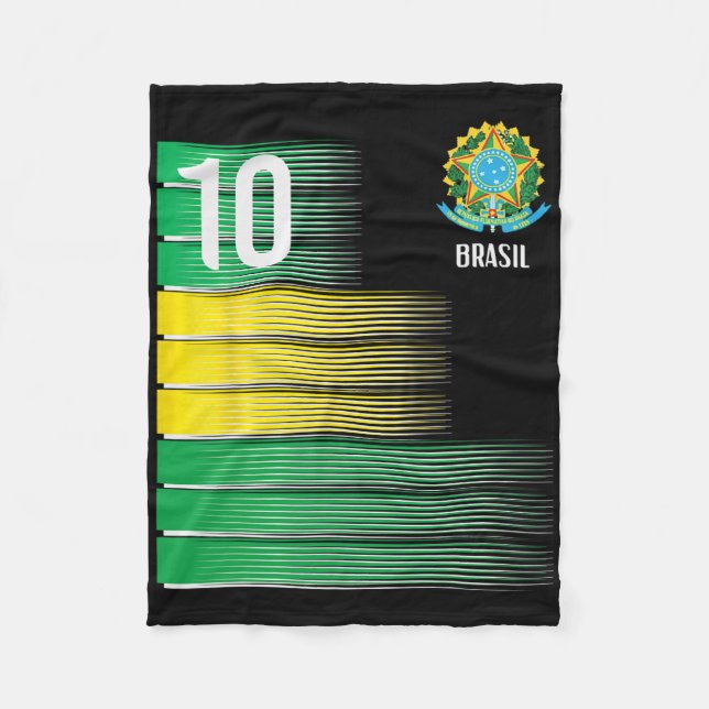 Brasil Flag Number 10 Brazil Soccer Men Women Boys Fleecefilt (Framsidan)