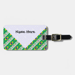 Brasil Flagga Brasil Kustomiserad Namn Bagagebricka