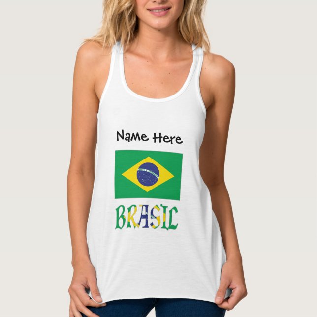 Brasil Flagga Brasil Personlig  Linne Med Racerback (Framsida)