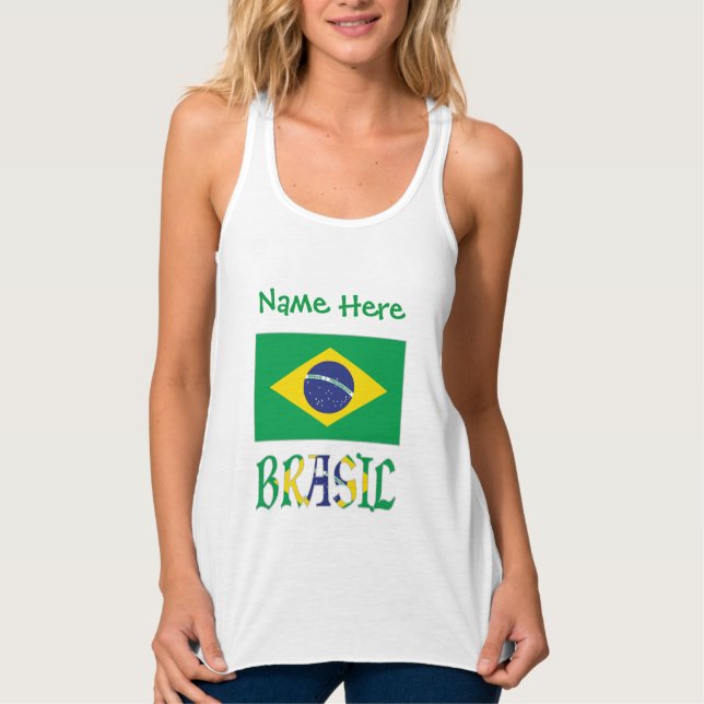 Brasil Flagga Brasil Personlig  Linne Med Racerback (Framsida)