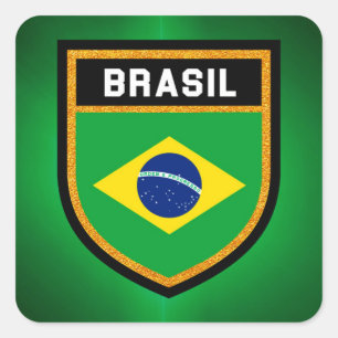 Brasil Flagga Fyrkantigt Klistermärke