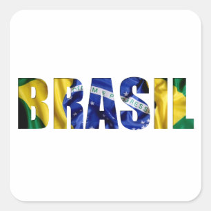 Brasil Flagga Fyrkantigt Klistermärke