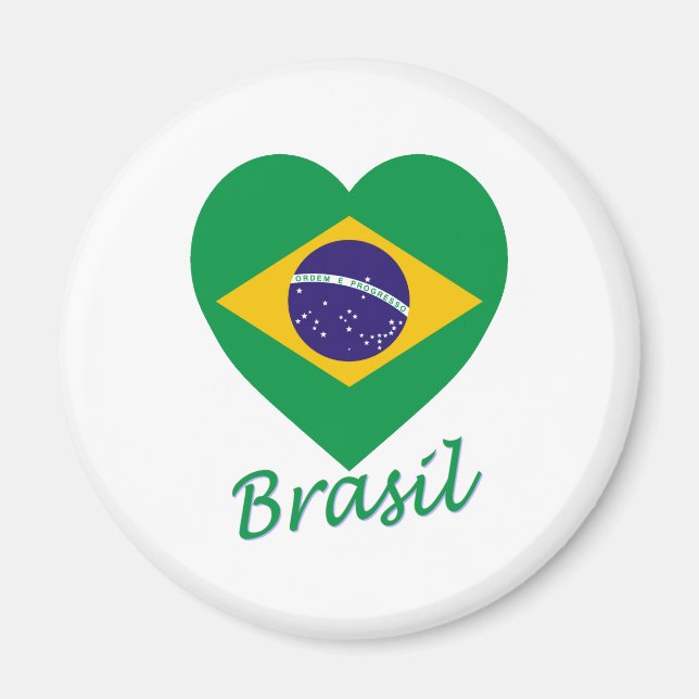 Brasil Flagga Heart Magnet (Framsidan)