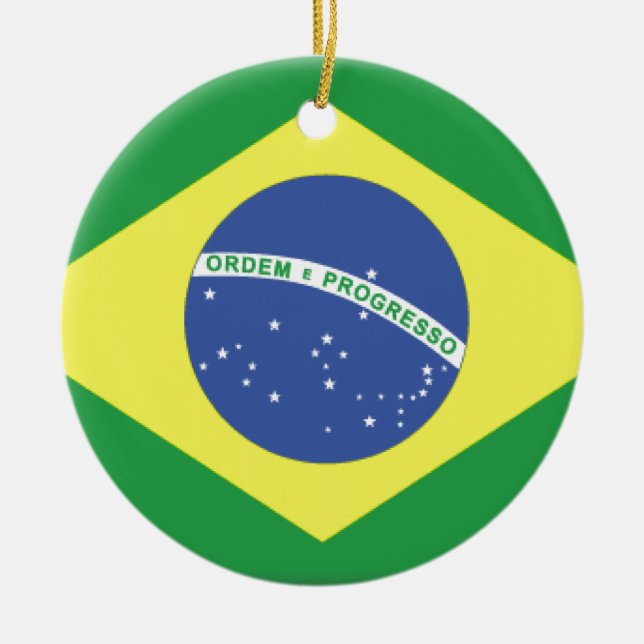 Brasil flagga julgransprydnad keramik (Framsidan)