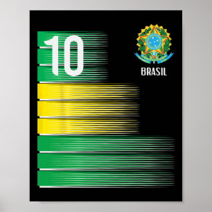 Brasil Flagga Nummer 10 Brasil Fotboll Män Kvinnor Poster