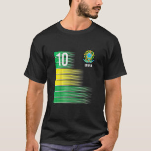 Brasil Flagga nummer 10 Brasiliansk fotbollsspelar T Shirt