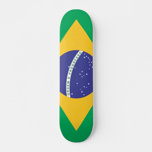 Brasil flagga old school skateboard bräda 21,6 cm (Framsida)