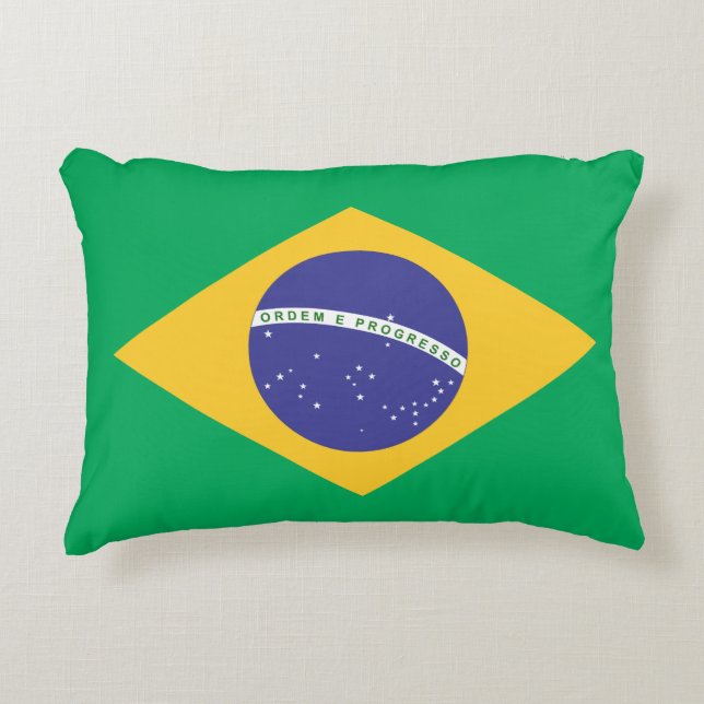 Brasil flagga prydnadskudde (Framsidan)