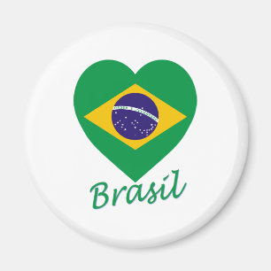 Brasil flaggahjärta magnet