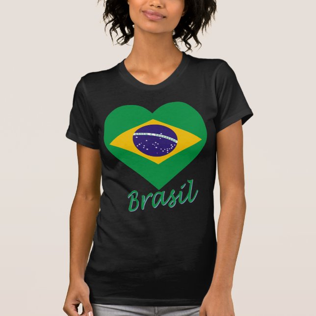 Brasil flaggahjärta tee (Framsida)