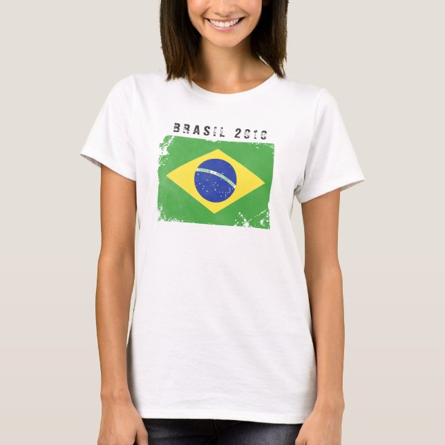 Brasil flaggaskjorta t-shirt (Framsida)