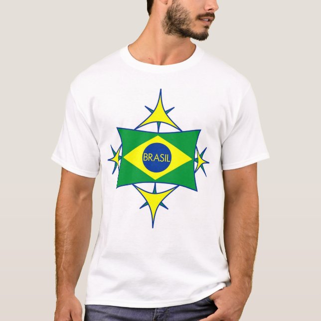 Brasil flaggaskjorta t-shirt (Framsida)