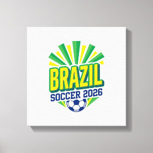 Brasil Fotboll 2026 Fotboll Fet Land Typografi Canvastryck