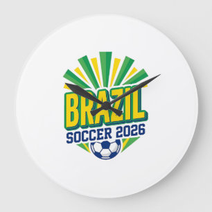 Brasil Fotboll 2026 Fotboll Fet Land Typografi Stor Klocka