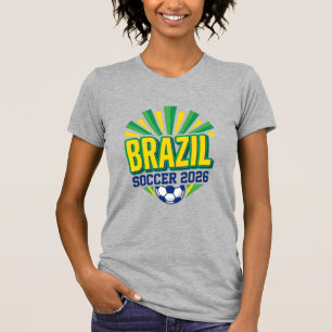 Brasil Fotboll 2026 Fotboll Fet Land Typografi T Shirt