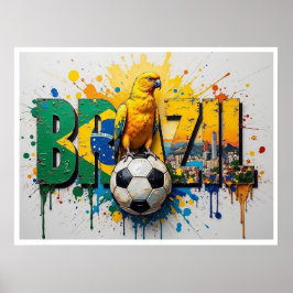 Brasil Fotboll Stadsscape Oljemålning StilPoster Poster