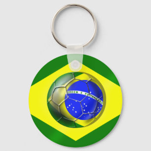 Brasil Futebol Bandeira soccer ball flagga of Bras Nyckelring