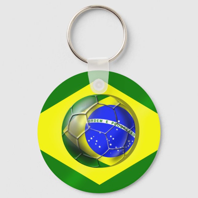 Brasil Futebol Bandeira soccer ball flagga of Bras Nyckelring (Framsida)