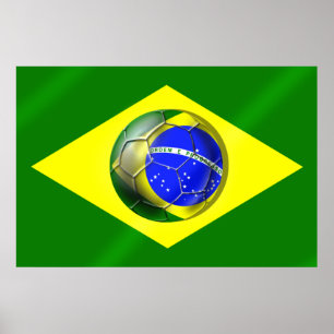Brasil Futebol Bandeira soccer ball flagga of Bras Poster
