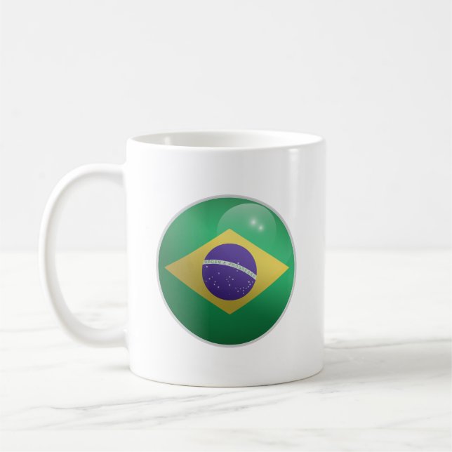 Brasil Glänsande Cirkel Flagga  Kaffemugg (Vänster)