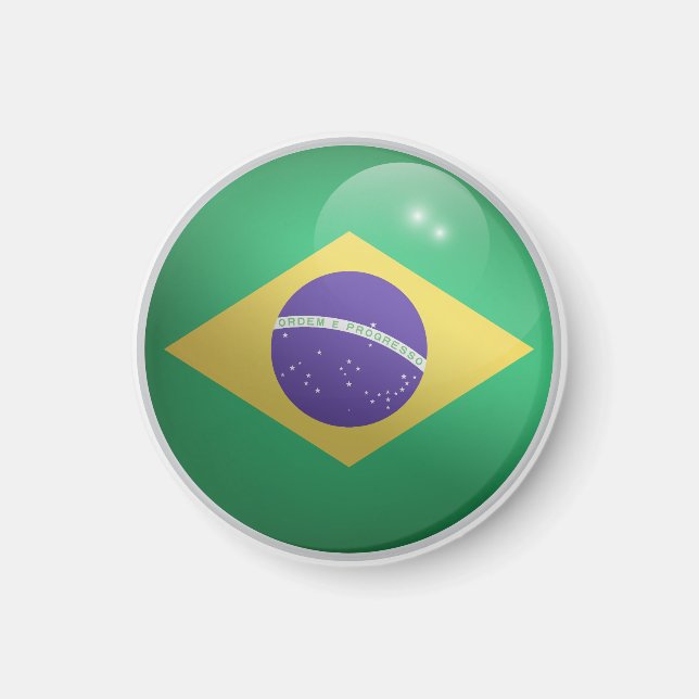 Brasil Glänsande Cirkel Flagga  Magnet (Framsidan)