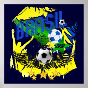 Brasil Grunge 2010 soccer älskare futbol-presenter Poster