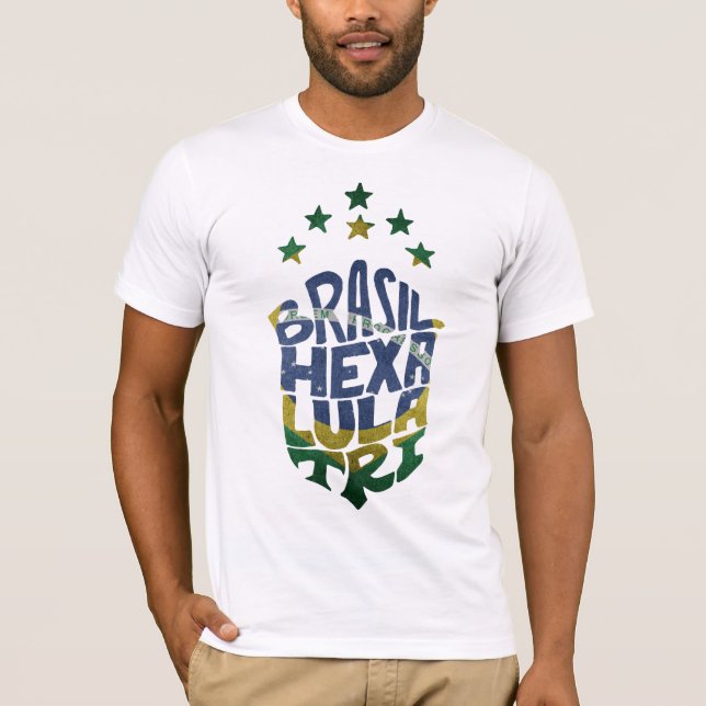 Brasil Hexa Lula Tri world cup T Shirt (Framsida)