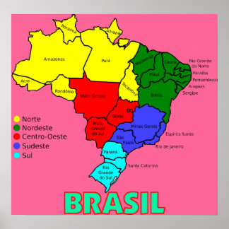 Brasil Karta" Poster