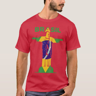 BRASIL Kristus-Frälsaren staty brasilianska FLAGGA T Shirt