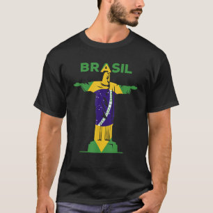 BRASIL Kristus Redeemer Statue Brazilien FLAGGA P T Shirt