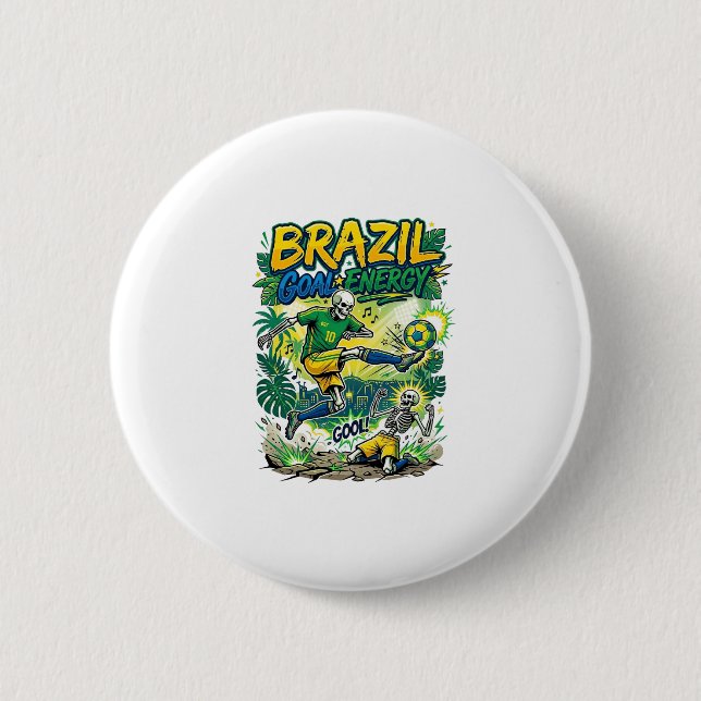 Brasil Mål Energi Skelett Anfallare Nationer Creat Knapp (Framsida)