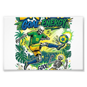 Brasil Mål Energi Skelett Anfallare Nationer Kreat Fototryck