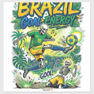Brasil Mål Energi Skelett Anfallare Nationer Kreat Klistermärken