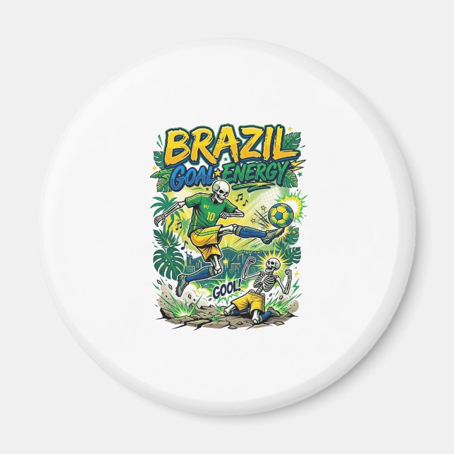 Brasil Mål Energi Skelett Anfallare Nationer Kreat Magnet (Framsidan)