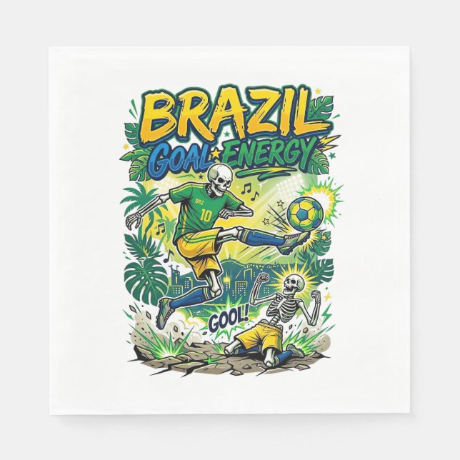 Brasil Mål Energi Skelett Anfallare Nationer Kreat Pappersservett (Framsidan)
