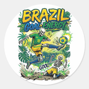Brasil Mål Energi Skelett Anfallare Nationer Kreat Runt Klistermärke