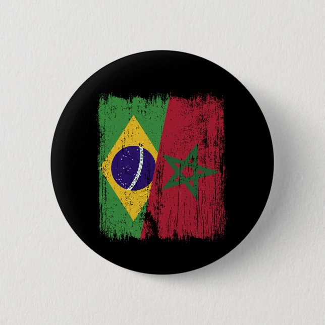 Brasil Marocko Halv Flagga Brasiliansk Marockansk  Knapp (Framsida)