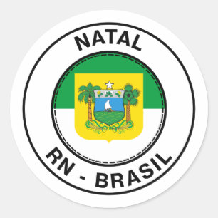 Brasil Natal Rio Grande do Norte RN Bandeira Runt Klistermärke