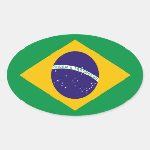 Brasil National Flagga Ovalt Klistermärke