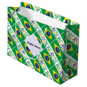 Brasil och brasiliansk flagga kaklad med ditt namn