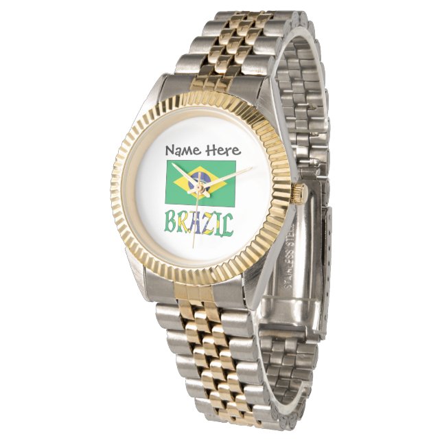 Brasil Personlig Brasilianska Flaggan Armbandsur (Vinklad)