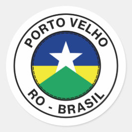 Brasil Porto Velho Rondonia RO Bandeira Stamp Runt Klistermärke